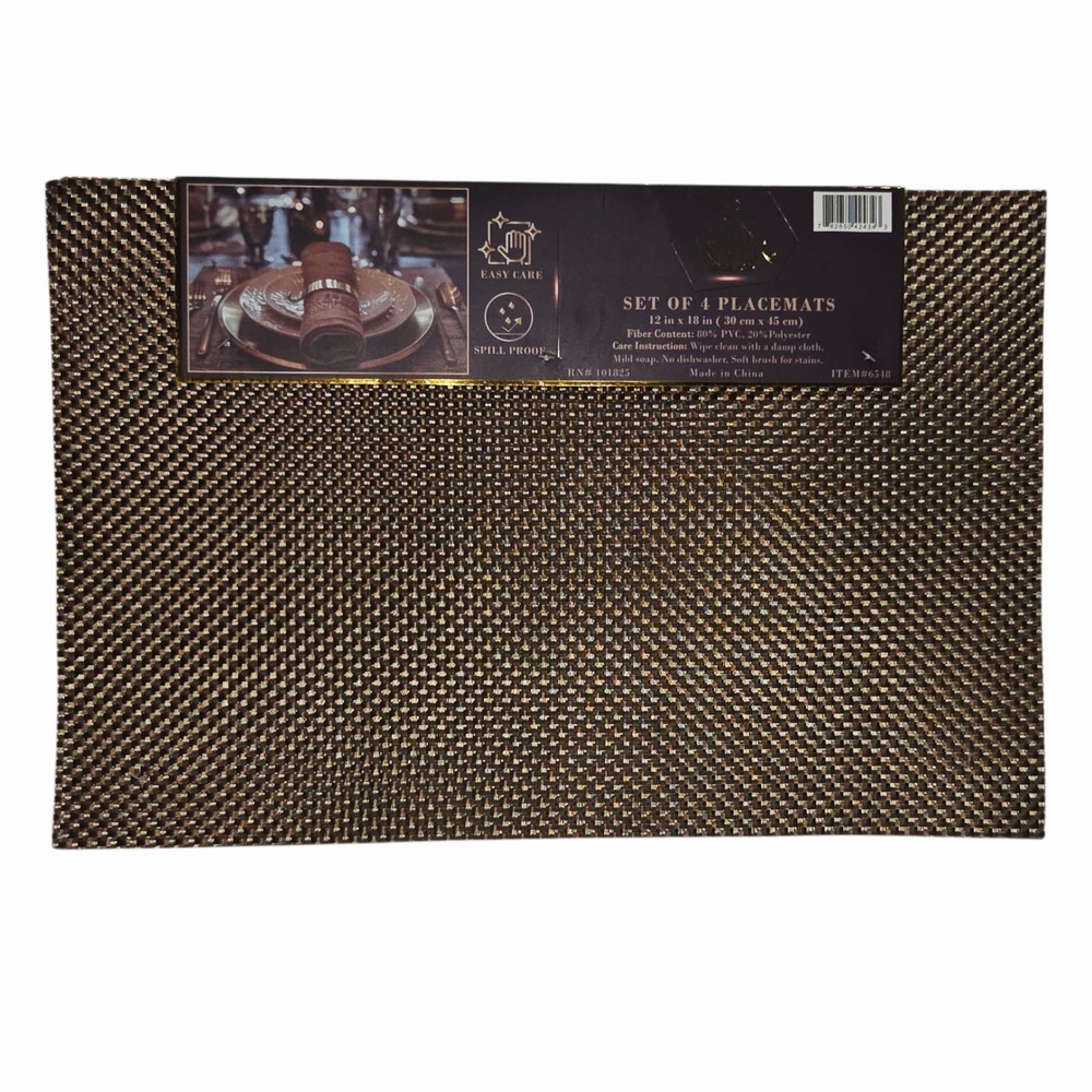 Dan River Set of 4 Rectangular Placemats Bronze Color PVC Woven Table Mats 12x18